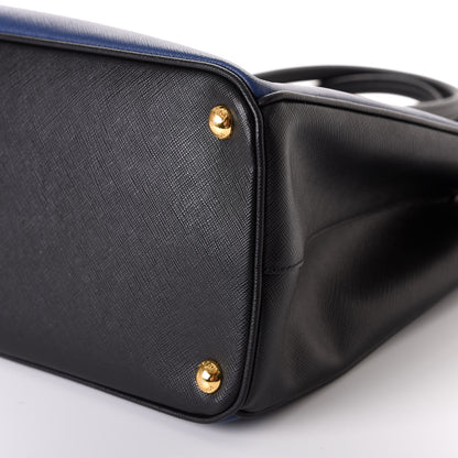 Prada Saffiano Lux Bi-Color Medium Tote Bluette Black 9 of 16