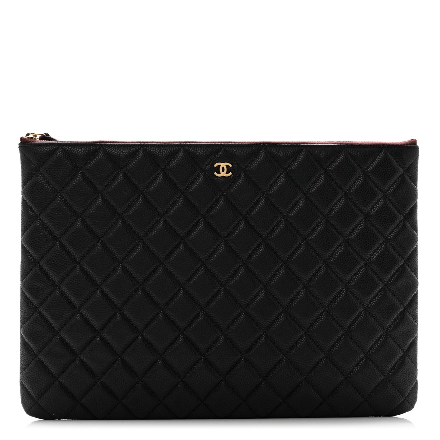 Caviar Quilted Large Cosmetic Case Black