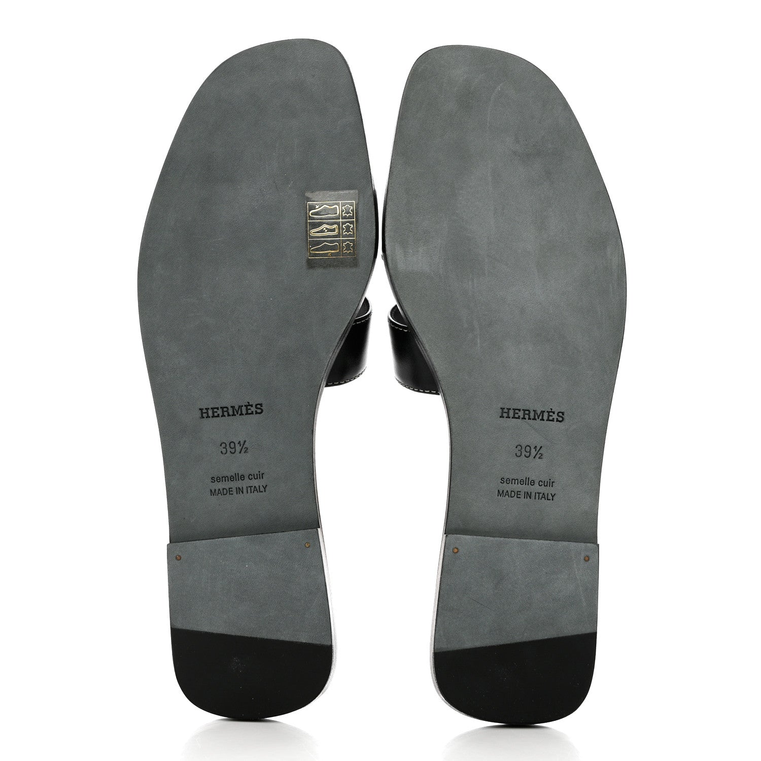 Hermes Box Calfskin Oran Sandals 39.5 Black 5 of 10