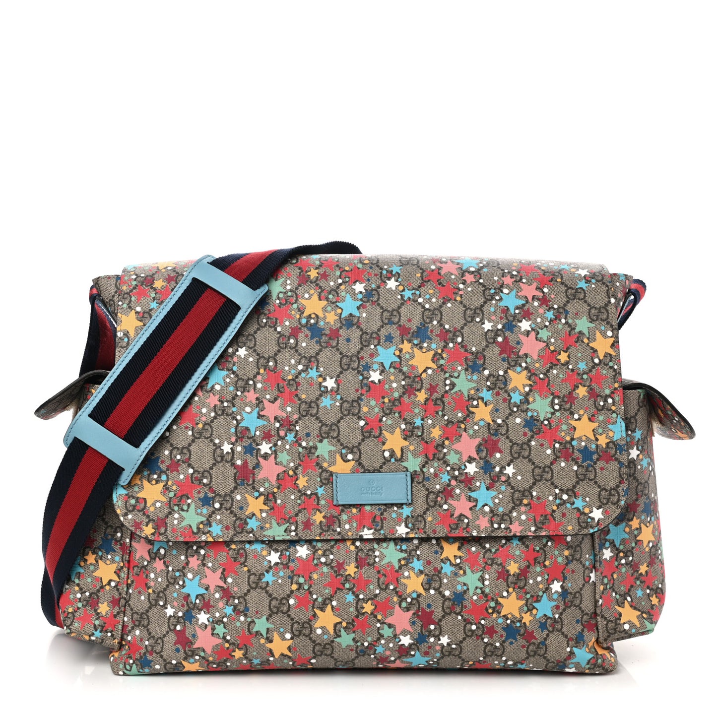 GG Supreme Monogram Star Print Diaper Bag Blue Multicolor
