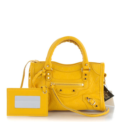 Balenciaga Agneau Classic Silver Hardware Nano City Jaune Epi 1 of 7