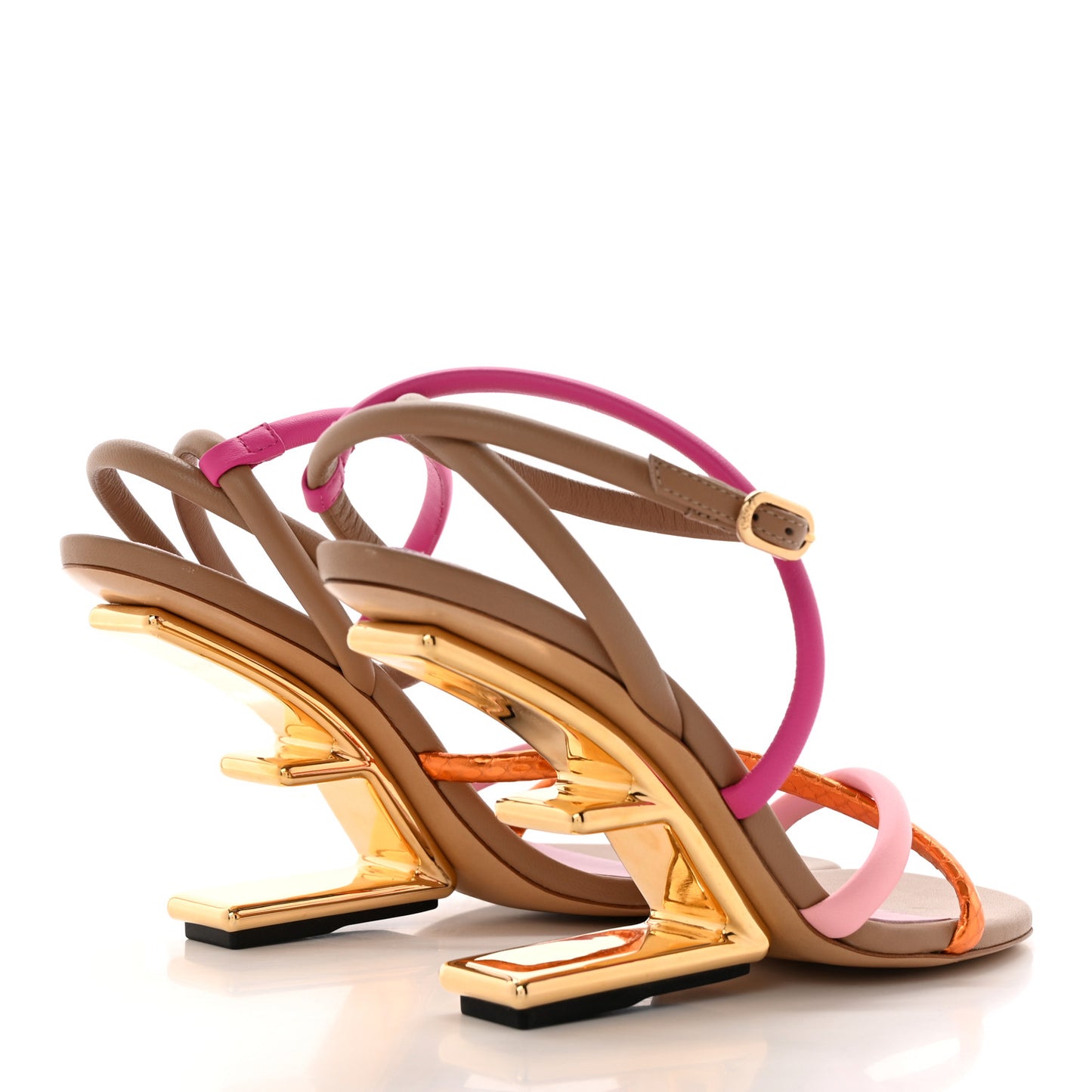 Nappa Metallic Ayers Fendi First 95mm Strappy Sandals 36.5 Rosa Geranio Albicocca