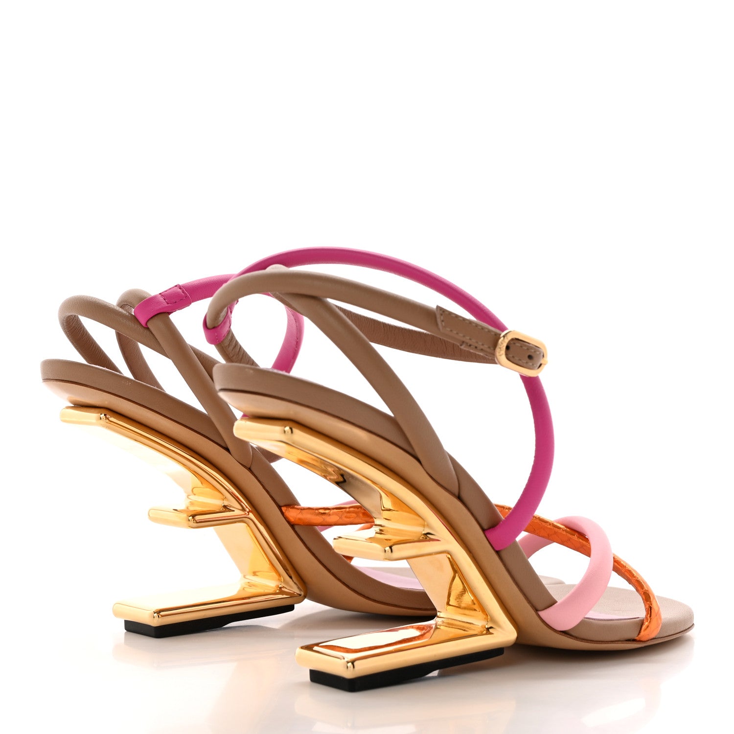 Fendi Nappa Metallic Ayers Fendi First 95mm Strappy Sandals 36.5 Rosa Geranio Albicocca 4 of 10