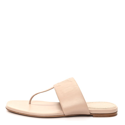 Louis Vuitton Lambskin Embossed Monogram Drapy Flat Thong Sandal 41 Beige 1 of 8