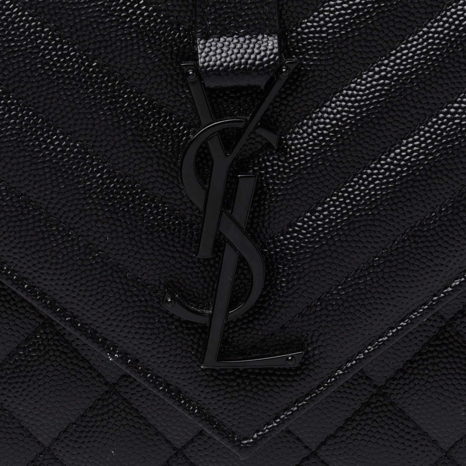 Saint Laurent Grain De Poudre Textured Mixed Matelasse Triquilt Medium Monogram Satchel Black 8 of 13