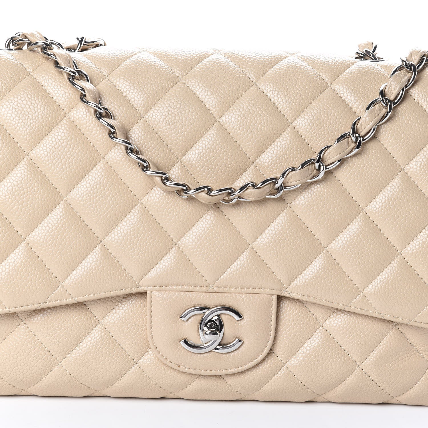 Chanel Caviar Quilted Jumbo Single Flap Beige Clair 10 of 14