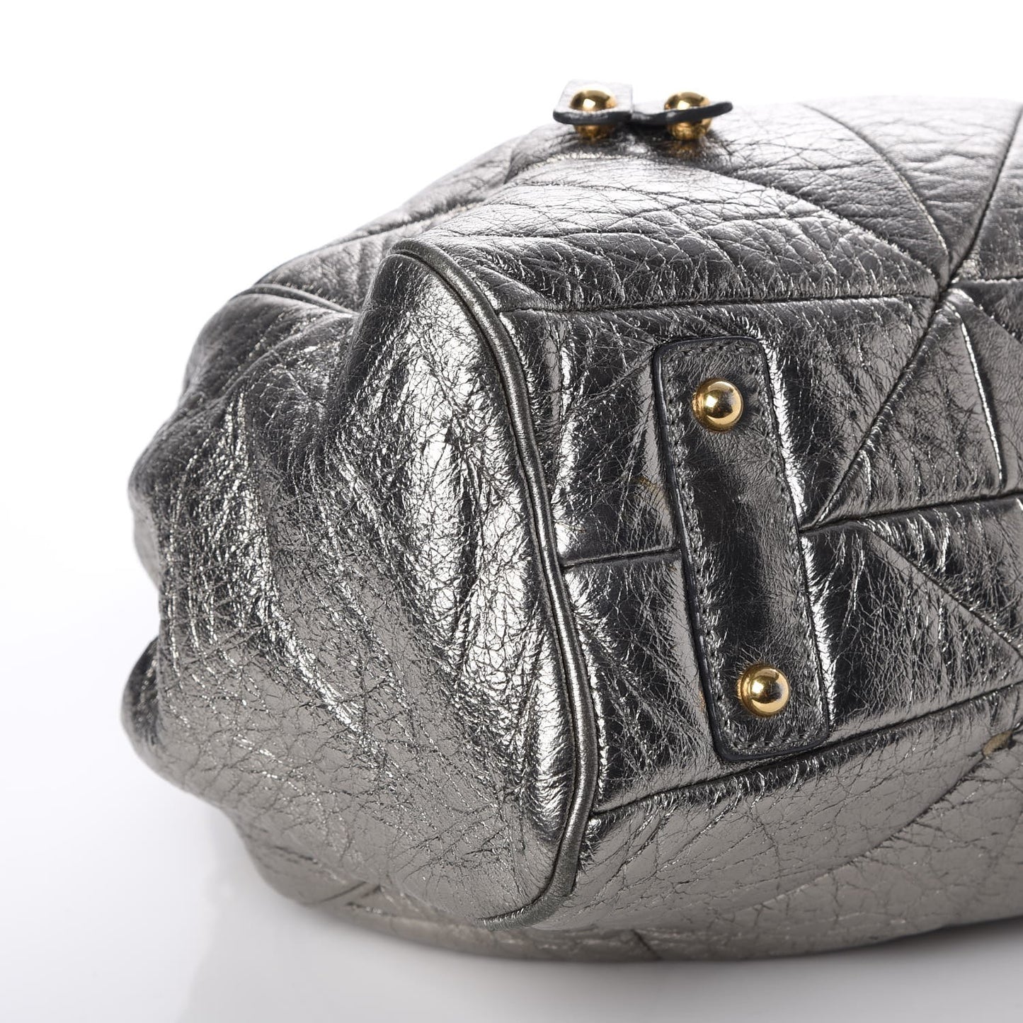 Metallic Calfskin Patchwork Stam Silver