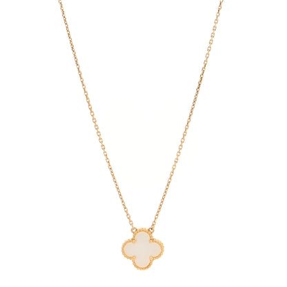 Van Cleef & Arpels 18K Yellow Gold Mother of Pearl Vintage Alhambra Pendant Necklace 1 of 5
