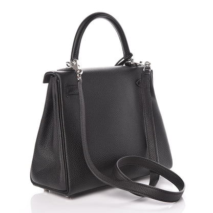 Hermes Togo Horseshoe Kelly Retourne 25 Black Magnolia 3 of 41