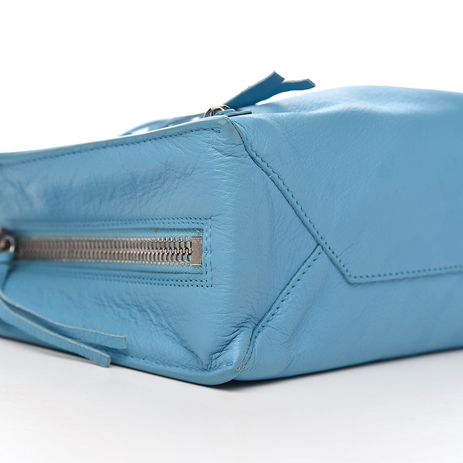 Balenciaga Supple Calfskin Papier Mini A4 Zip Around Tote Bleu Azur Clair 8 of 11