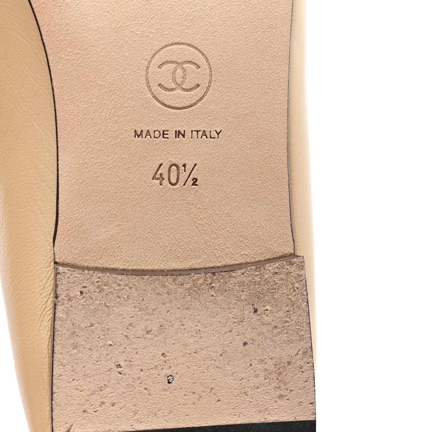 Chanel Lambskin Cap Toe CC Ballerina Flats 41.5 Beige Black 7 of 10