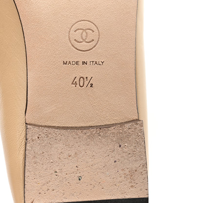 Chanel Lambskin Cap Toe CC Ballerina Flats 41.5 Beige Black 7 of 10