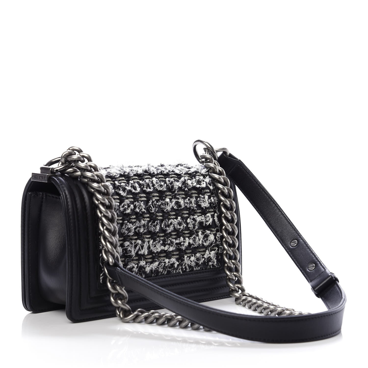 Chanel Tweed Calfskin Small Boy Flap Black 3 of 14