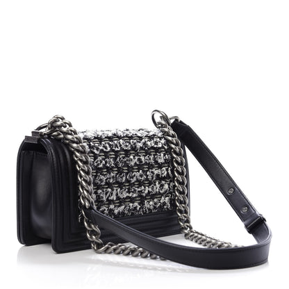 Chanel Tweed Calfskin Small Boy Flap Black 3 of 14
