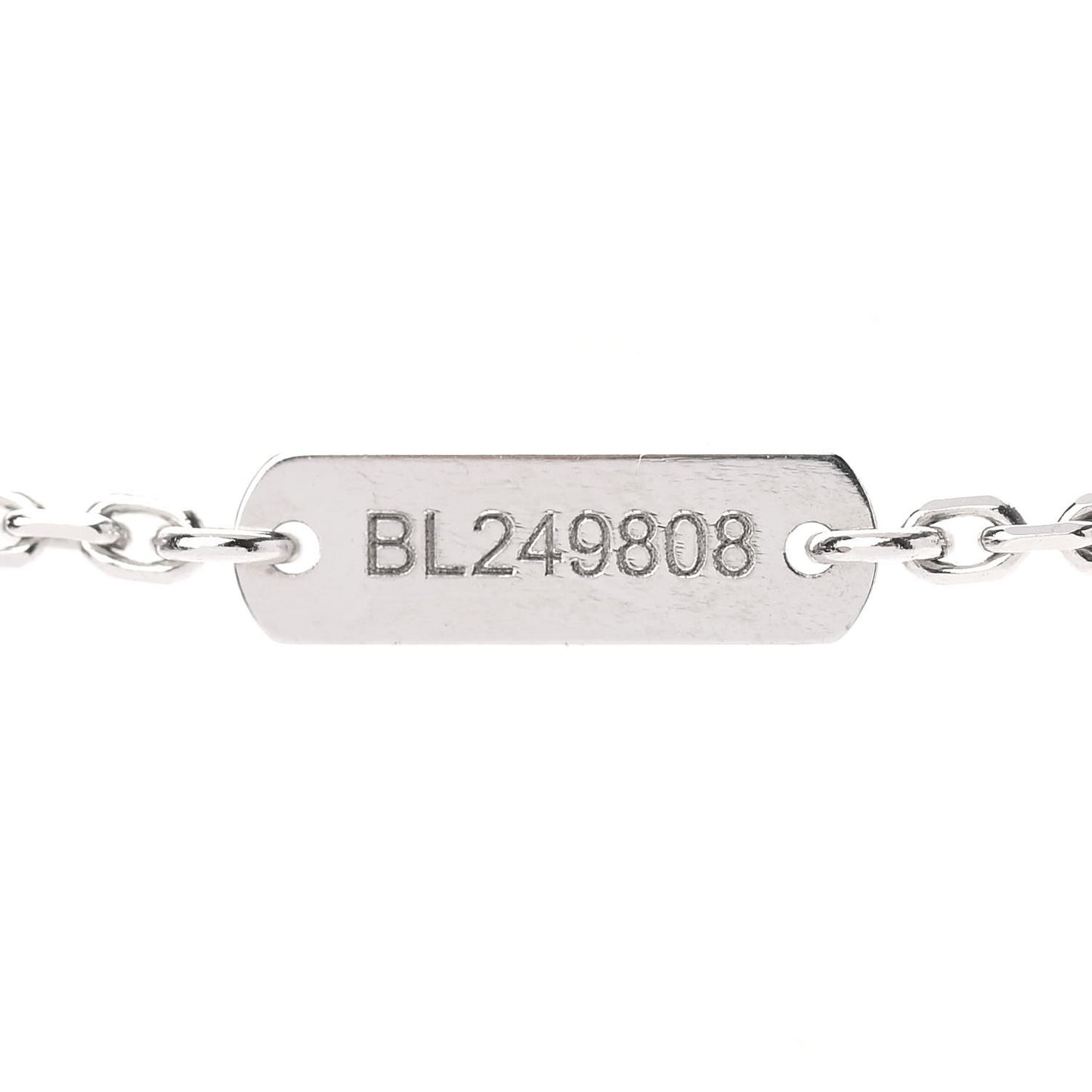 18K White Gold Mother of Pearl Vintage Alhambra Pendant Necklace