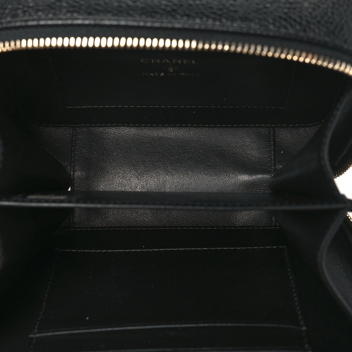 Caviar Quilted CC Filigree Vanity Clutch With Chain Black