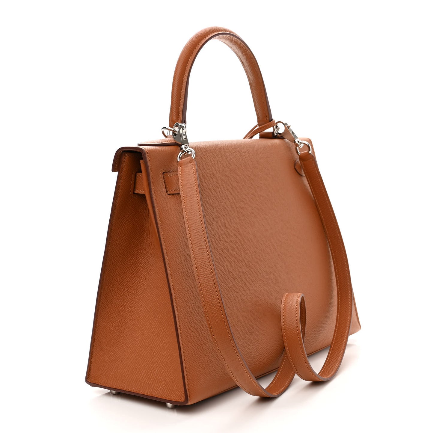 Epsom Chevre Mysore Sombrero Kellygraphie Lettre H Kelly Sellier 28 Capucine Gold Bordeaux