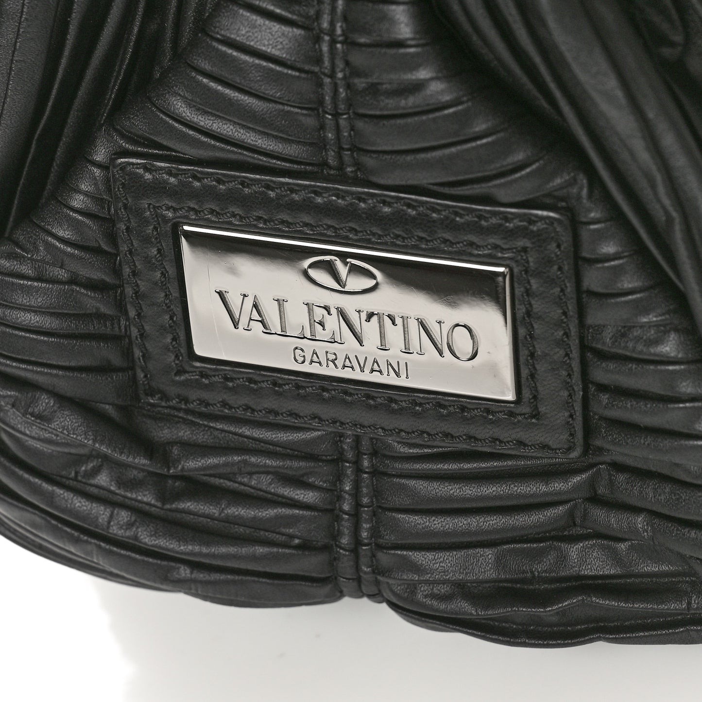 Nappa Pleated Petale Tote Black
