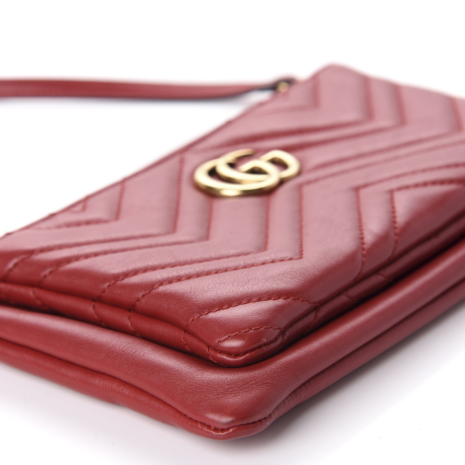Gucci Calfskin Matelasse Small GG Marmont Double Zip Shoulder Bag Hibiscus Red 6 of 13
