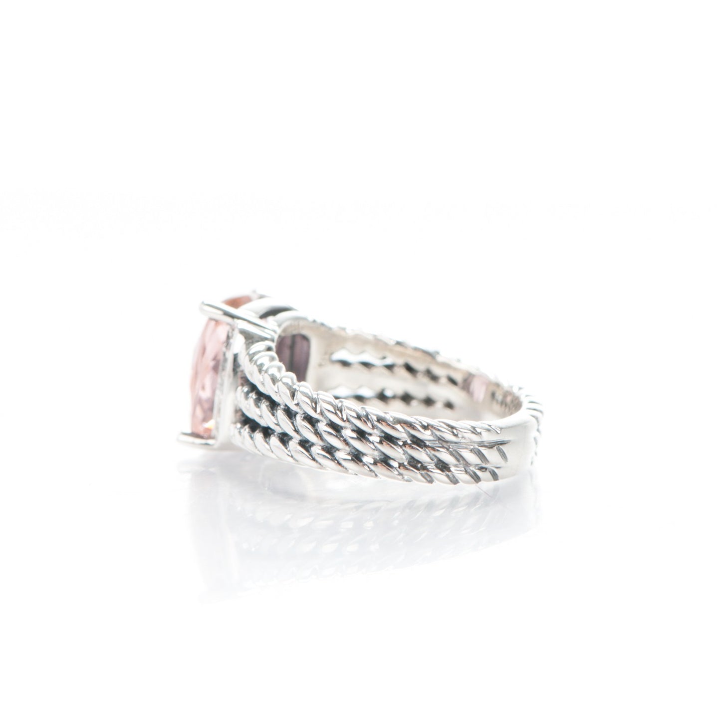 Sterling Silver Diamond Morganite 10mm Petite Wheaton Ring 54 7