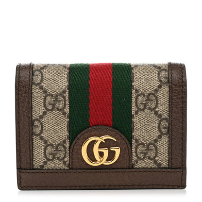 Gucci GG Supreme Monogram Web Ophidia Card Case Beige New Acero 1 of 7