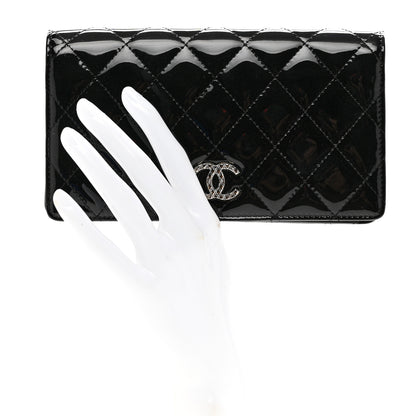 Chanel Patent Quilted Brilliant Yen Wallet Black 2 of 8