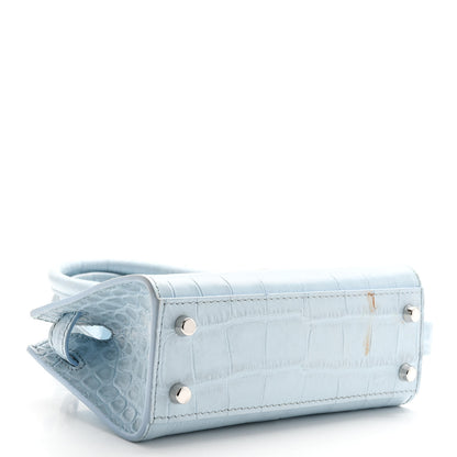 Versace Calfskin Crocodile Embossed Mini Medusa '95 Tote Pastel Blue 4 of 10