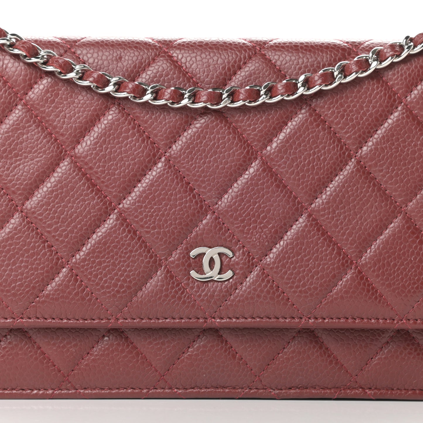 Caviar Quilted Wallet on Chain WOC Red