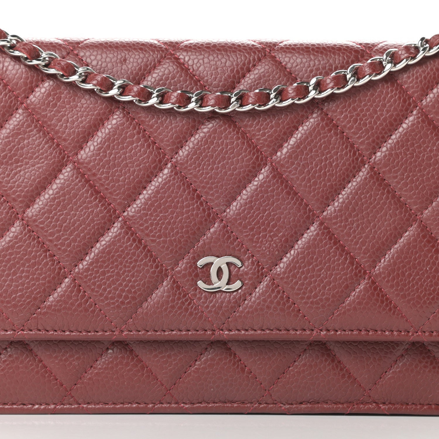 Chanel Caviar Quilted Wallet on Chain WOC Red 9 of 16