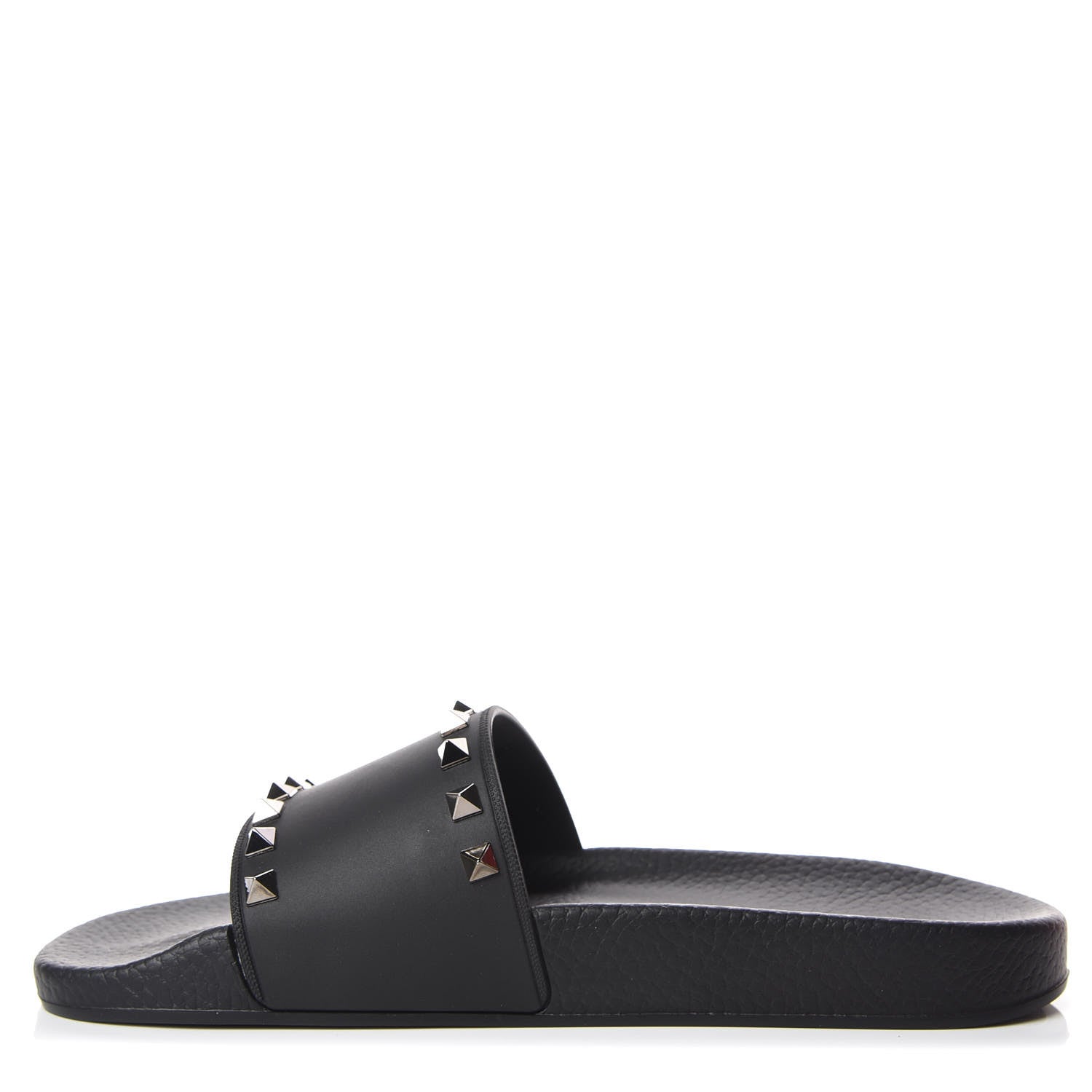 Valentino Garavani Rubber Rockstud Slide Sandals 40 Black 1 of 7