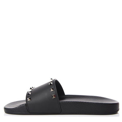 Valentino Garavani Rubber Rockstud Slide Sandals 40 Black 1 of 7
