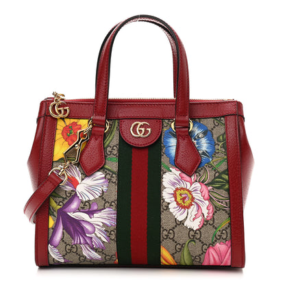 Gucci GG Supreme Monogram Flora Web Small Ophidia Tote Bag Red 1 of 9