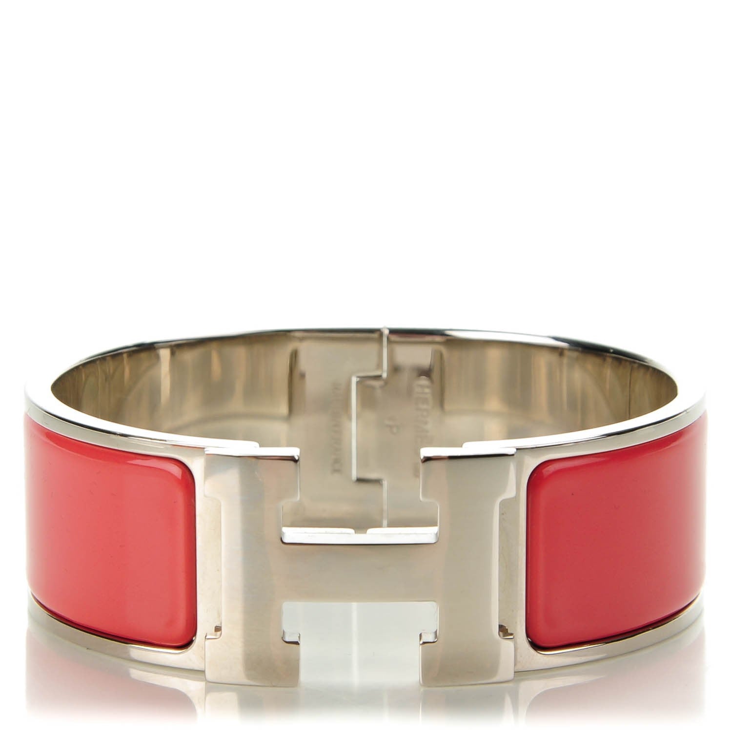 Hermes Enamel Wide Clic Clac H Bracelet PM Rouge Corail 1 of 6