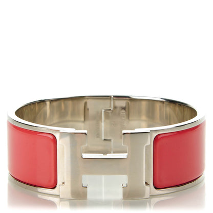 Hermes Enamel Wide Clic Clac H Bracelet PM Rouge Corail 1 of 6