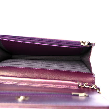 Chanel Iridescent Lambskin Quilted Wallet On Chain WOC Purple 4 of 10