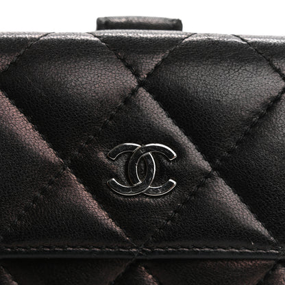 Chanel Lambskin Quilted Compact French Flap Wallet Black 10 of 16