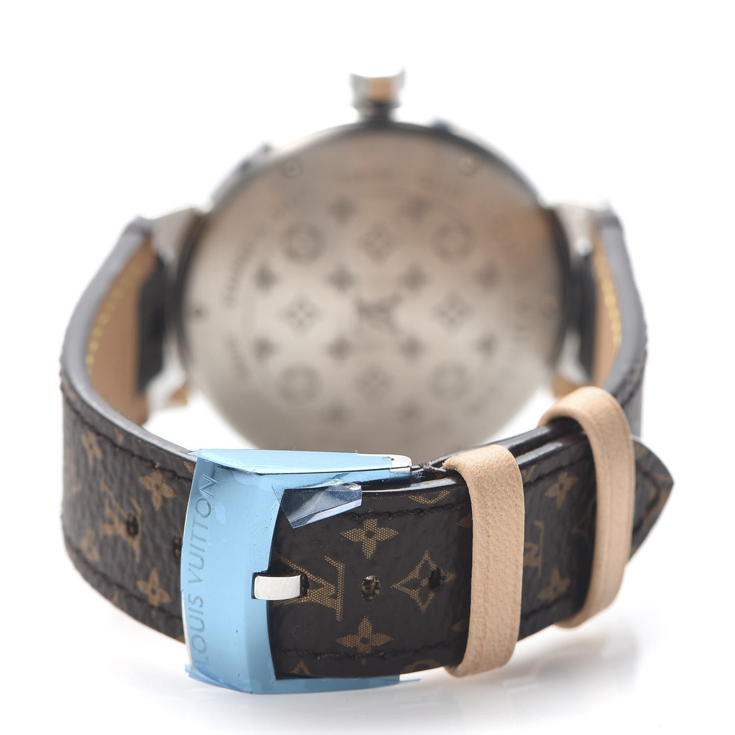 Stainless Steel Monogram 39mm Tambour Quartz Watch Brown