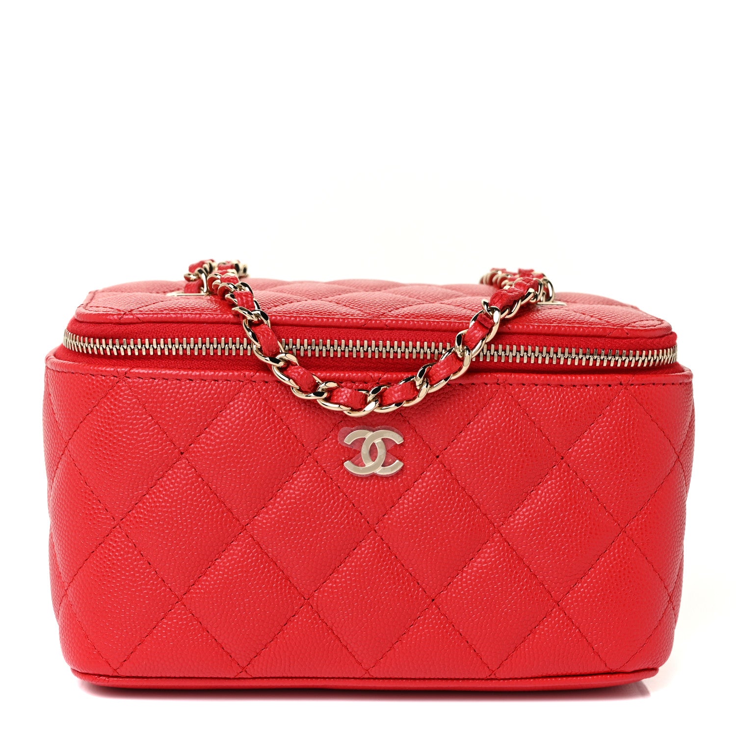 Chanel Caviar Quilted Small Vanity Case With Chain Red 1 of 11