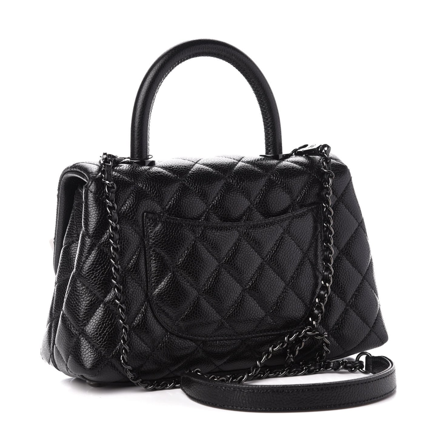 Caviar Quilted Mini Coco Handle Flap So Black