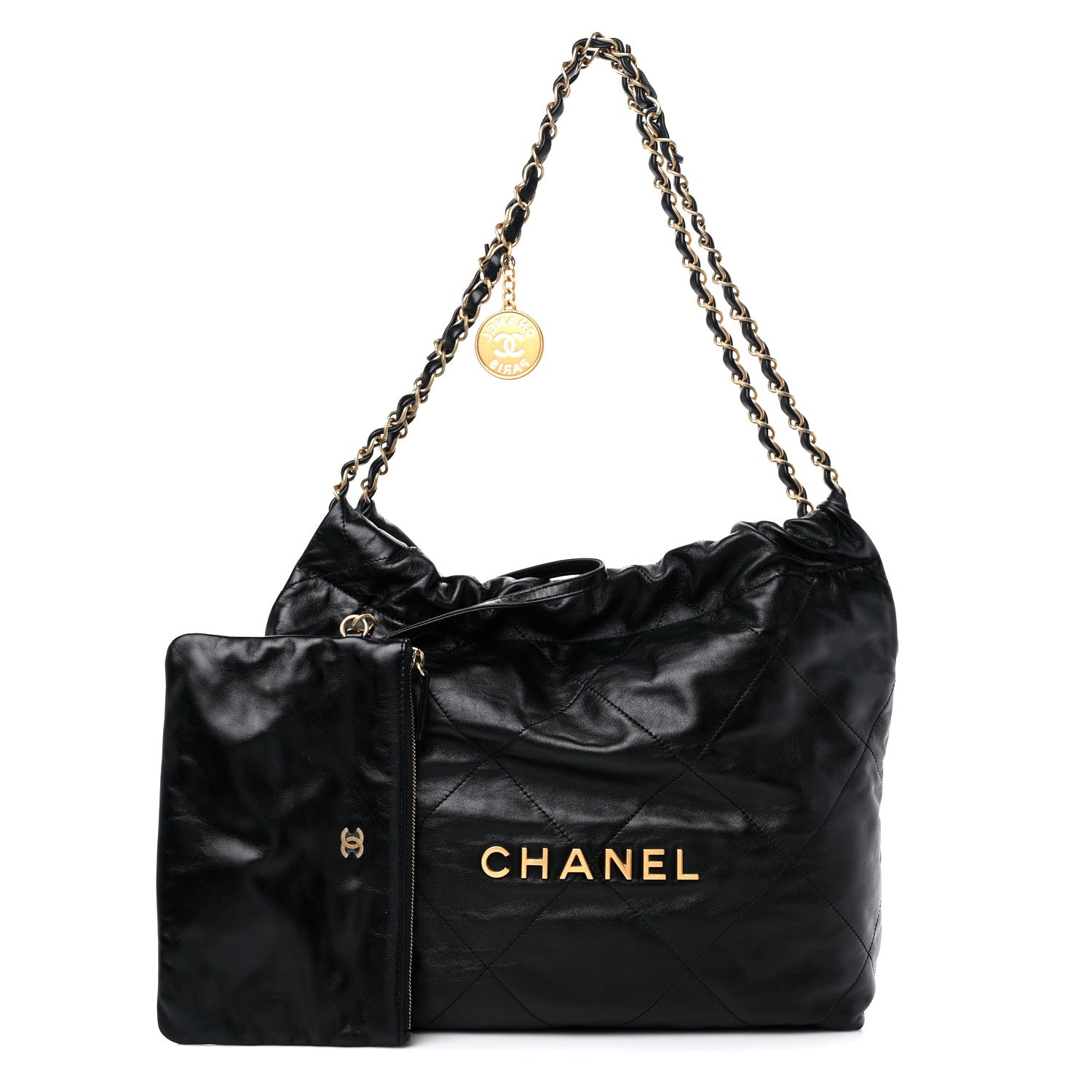 Chanel Shiny Calfskin Quilted Small Chanel 22 Black 1 of 11