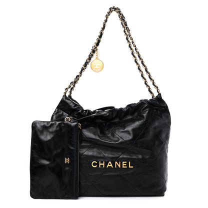 Chanel Shiny Calfskin Quilted Small Chanel 22 Black 1 of 11