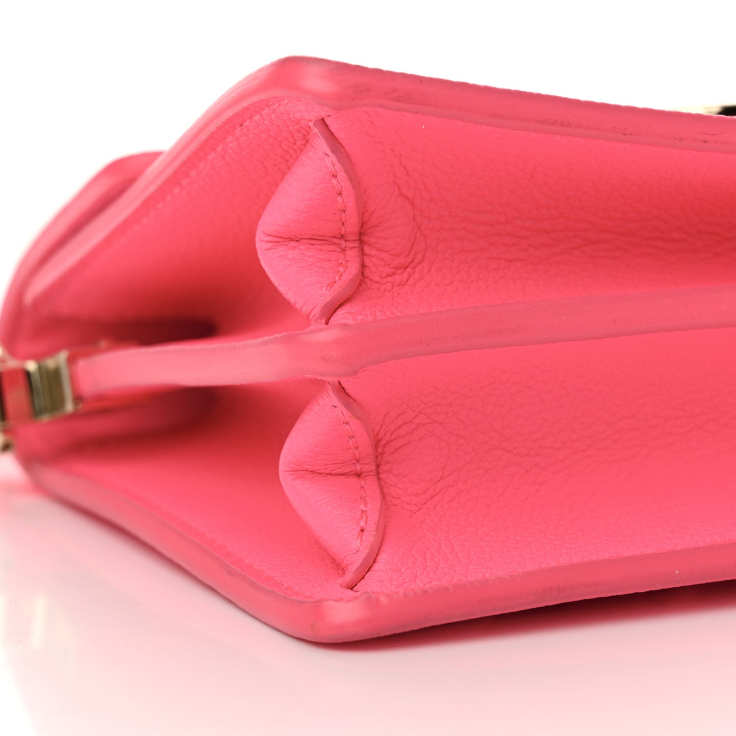 Grained Calfskin Tufted Monogram Mini Dauphine Fluo Pink