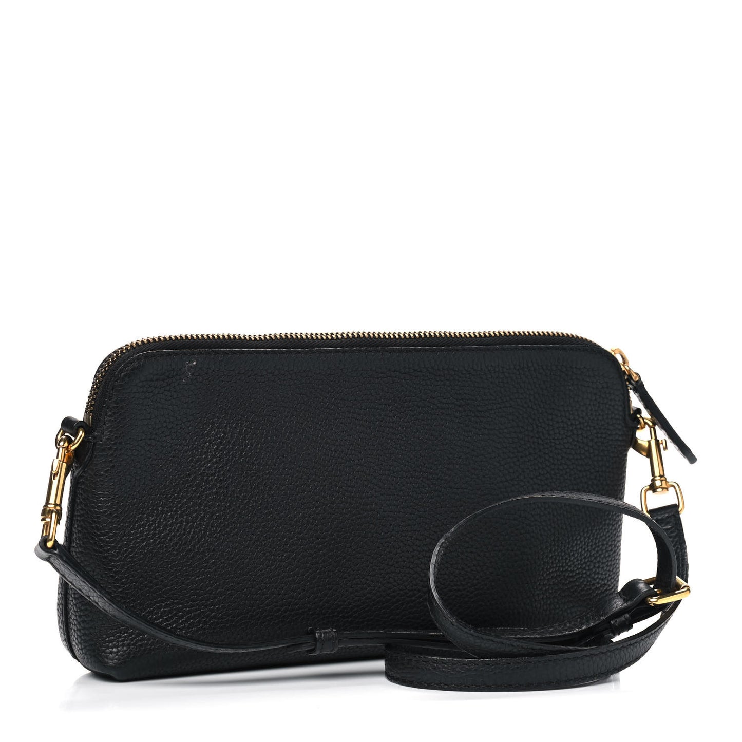 Grainy Calfskin Embossed Crossbody Bag Black