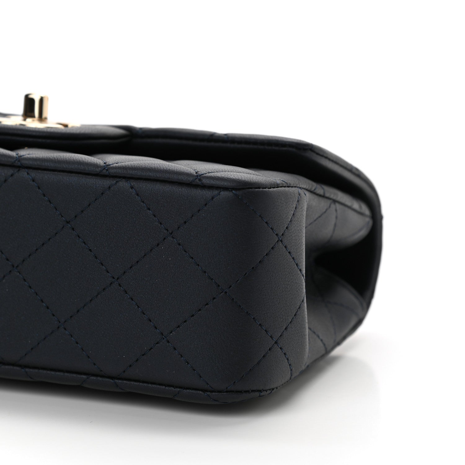 Chanel Lambskin Quilted Mini Top Handle Rectangular Flap Navy Blue 11 of 12