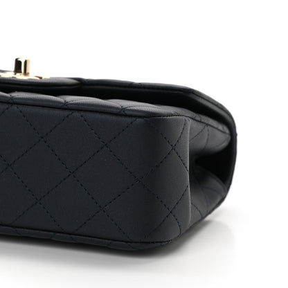 Chanel Lambskin Quilted Mini Top Handle Rectangular Flap Navy Blue 11 of 12