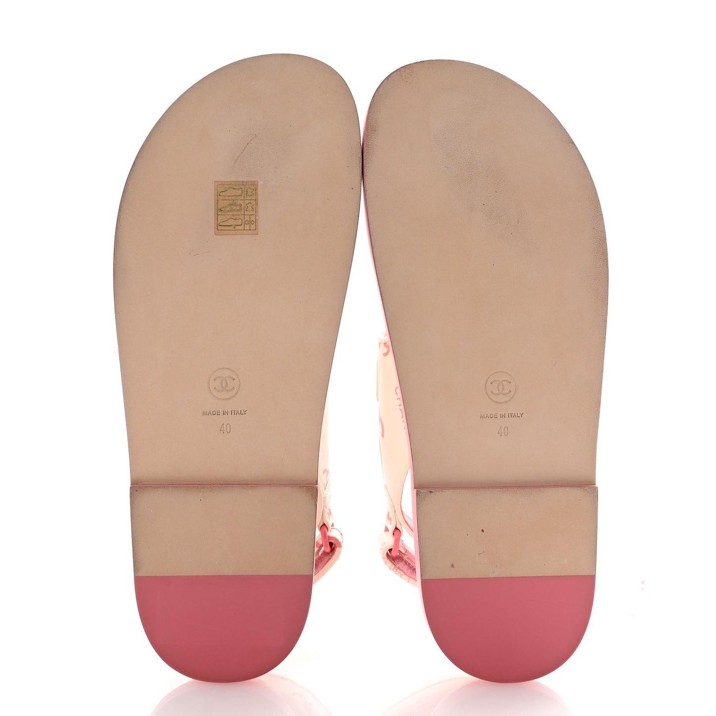 Lambskin Printed CC Velcro Dad Sandals 40 White Pink