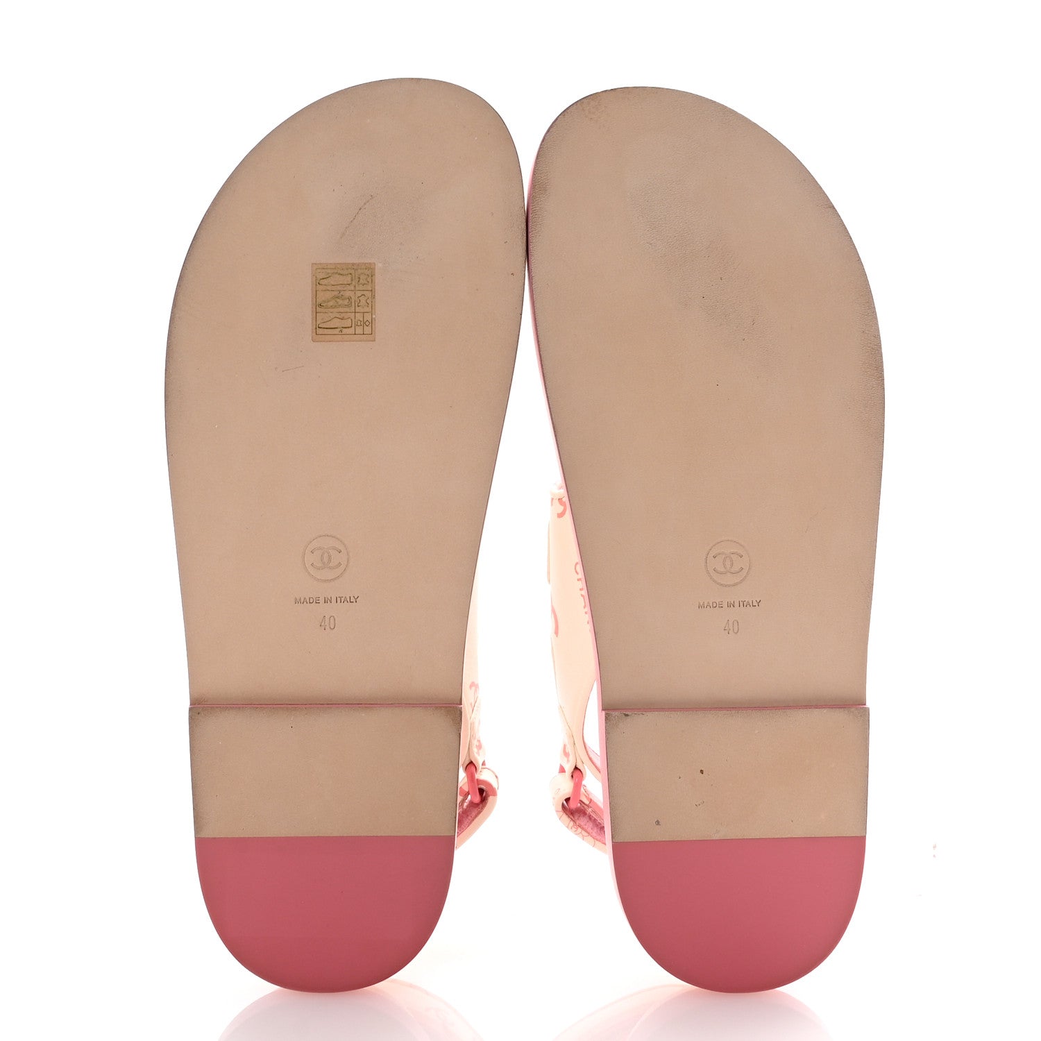 Chanel Lambskin Printed CC Velcro Dad Sandals 40 White Pink 6 of 10