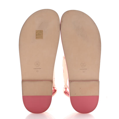 Chanel Lambskin Printed CC Velcro Dad Sandals 40 White Pink 6 of 10