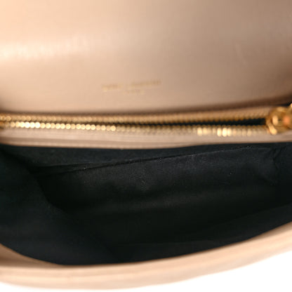 Saint Laurent Sheepskin Matelasse Chevron Monogram Medium College Bag Dark Beige 5 of 10