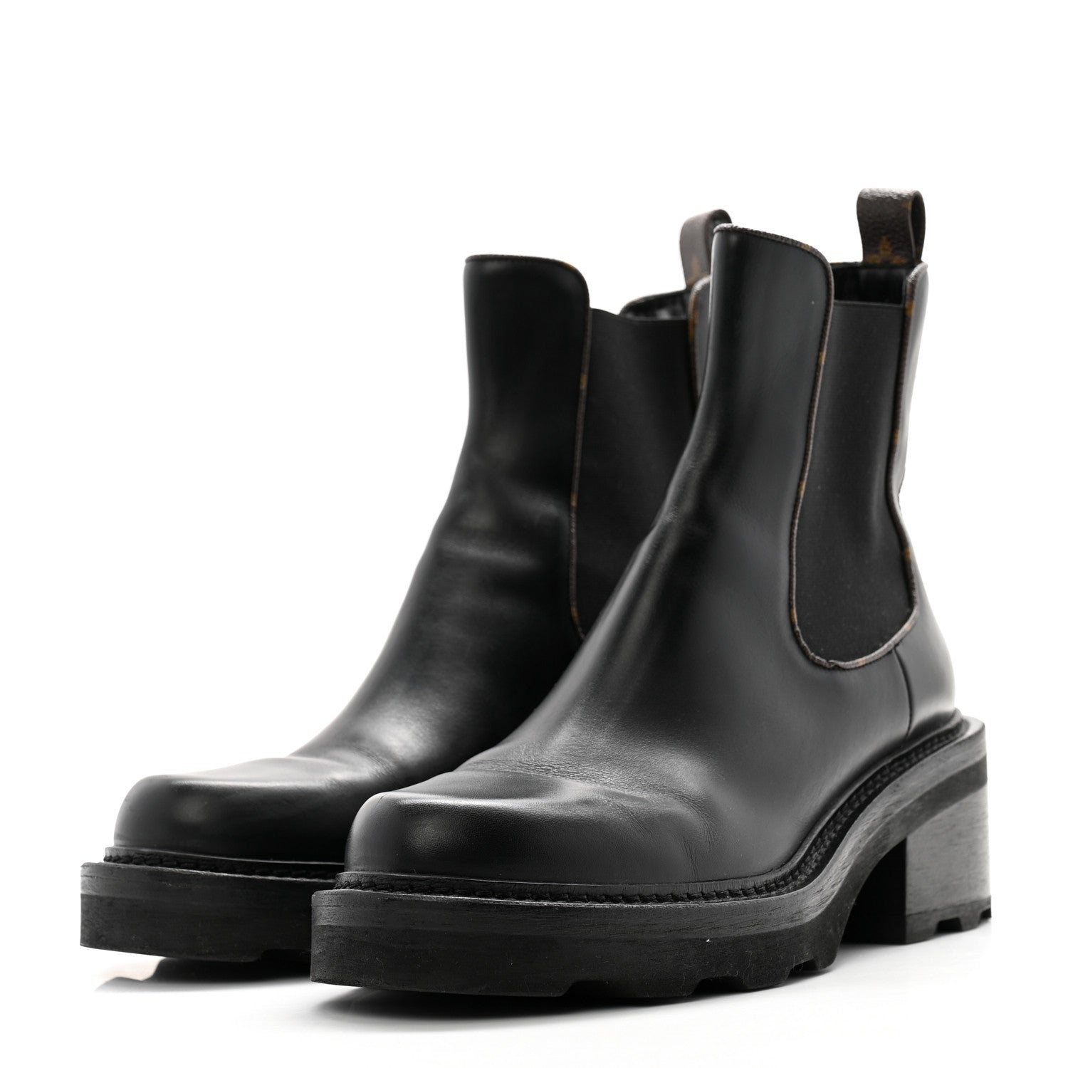 Louis Vuitton Calfskin Monogram Beaubourg Ankle Boots 40.5 Black 3 of 11